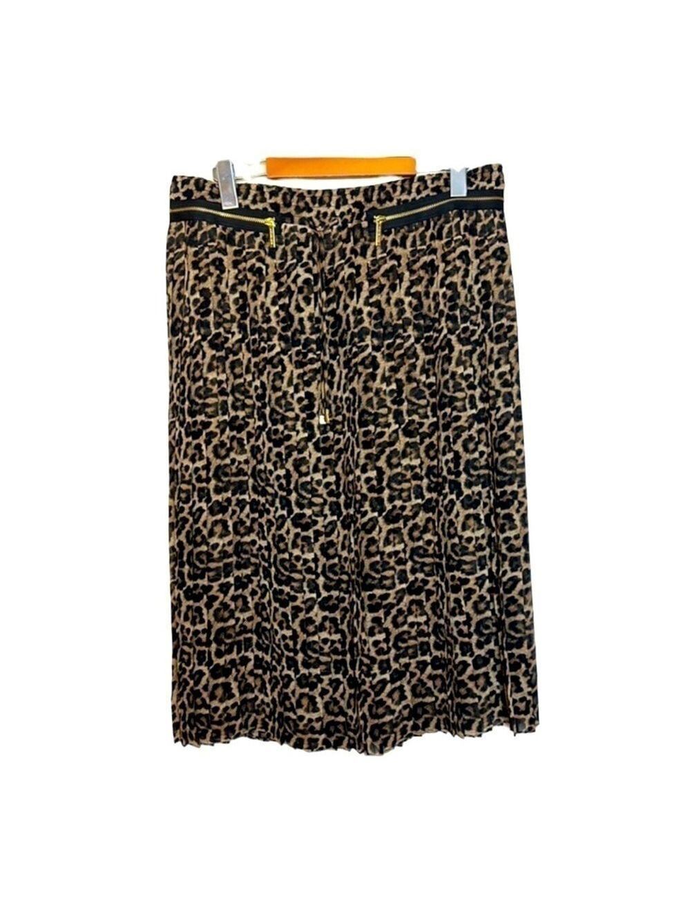 MICHAEL Michael Kors Pleated Animal Leopard Print Midi Skirt